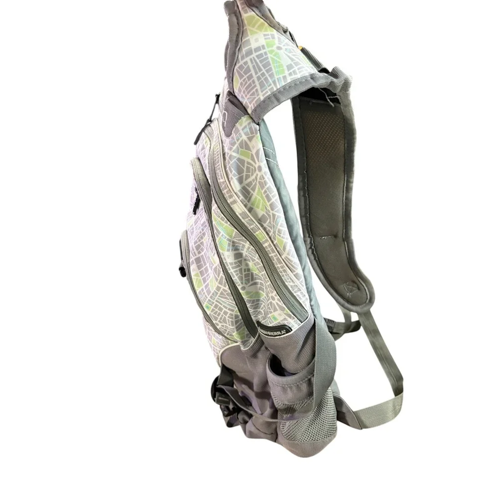High Sierra Gray Map Print Multi Pocket Hiking Travel Backpack